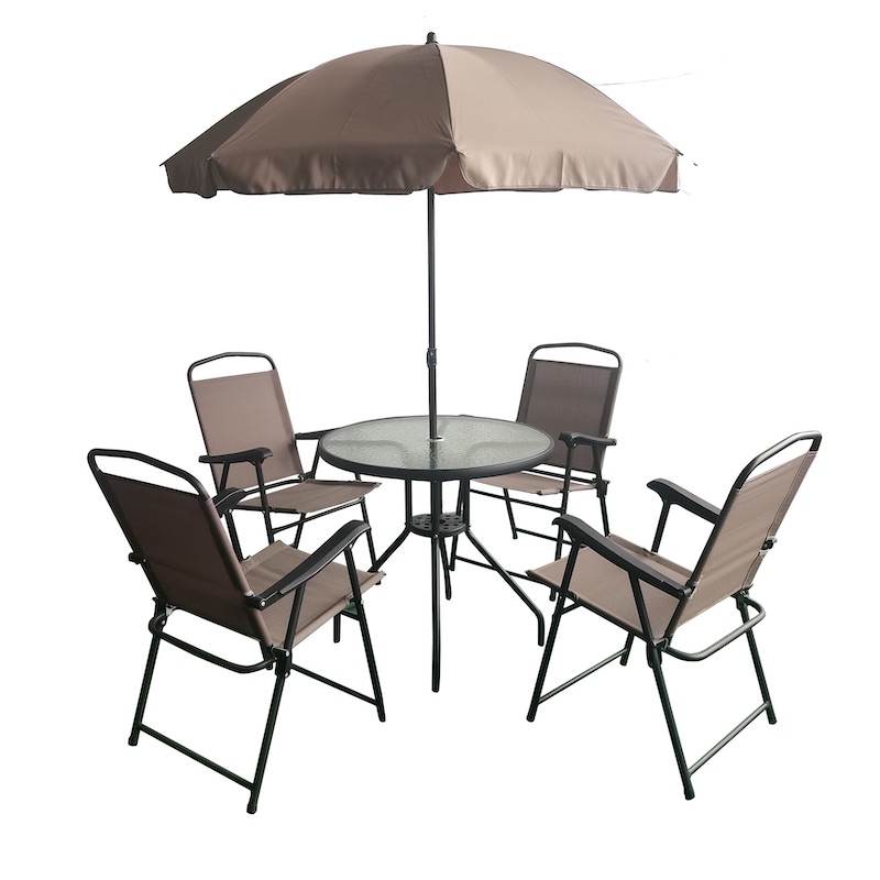 Conjunto de muebles de silla de mesa de patio al aire libre de sombra